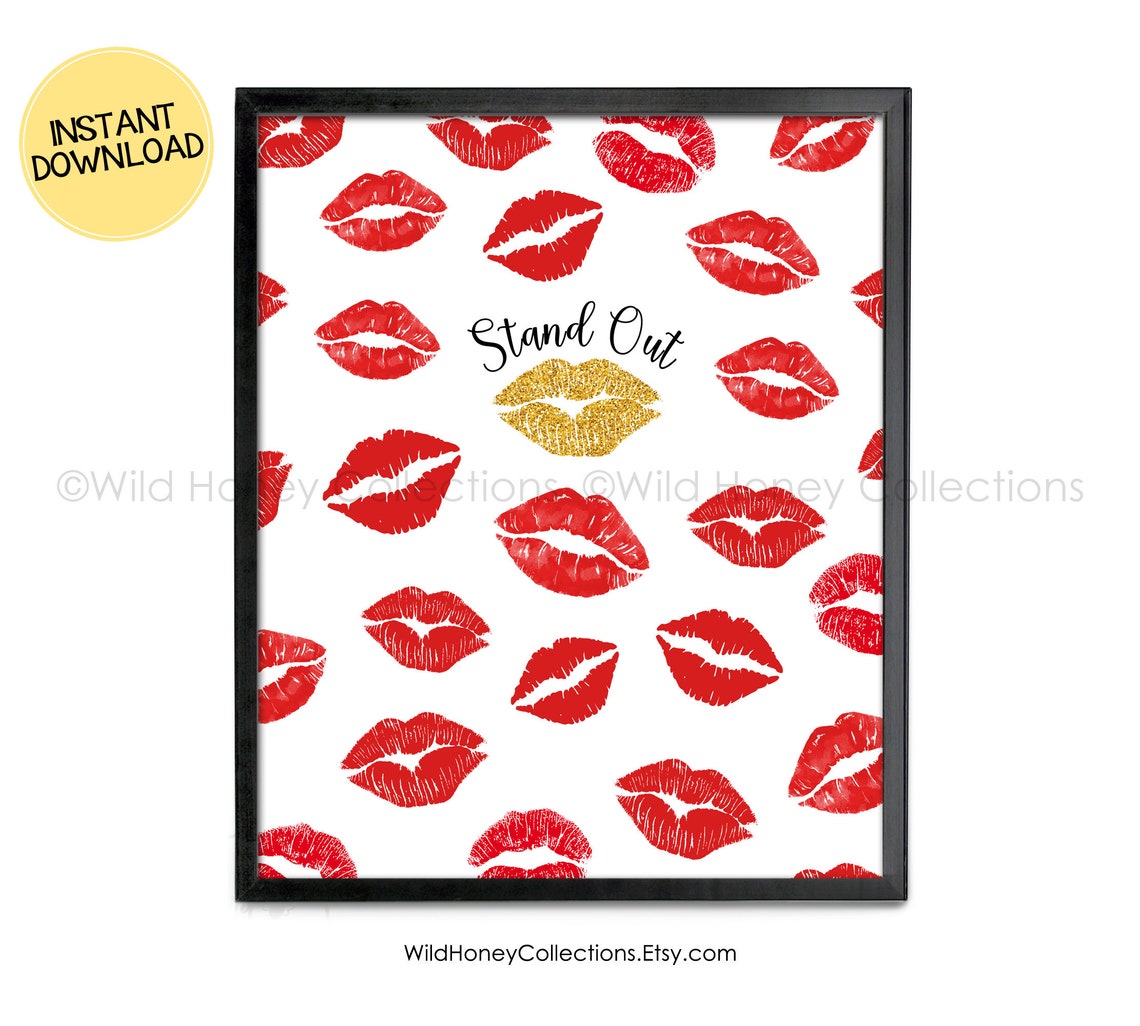 Stand Out Red Lips Lipstick Lover Inspirational Printable Etsy