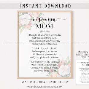 Herdenkingsgedicht voor moeder | Cadeau voor verlies en rouw | DIGITALE DOWNLOAD
