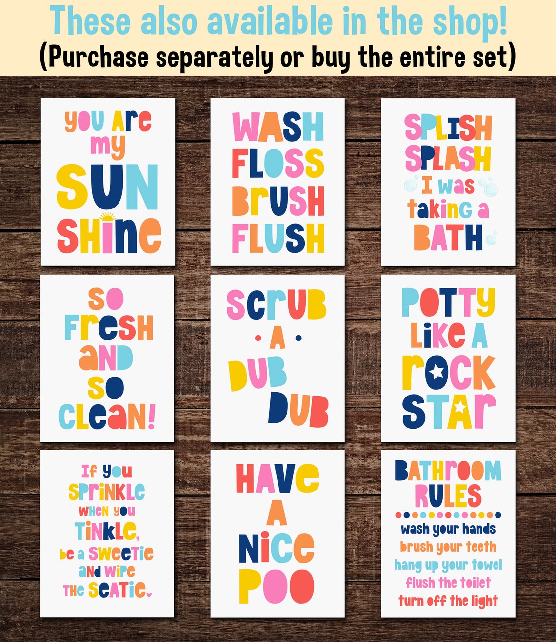 Bathroom Rules Colorful Kids Bathroom Printable Sign Kids - Etsy