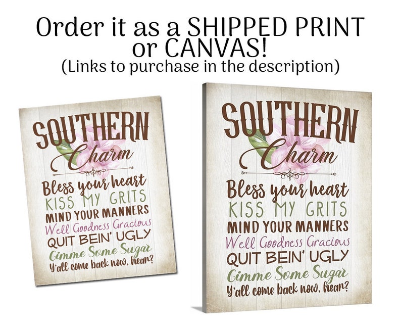 Southern Sayings Southern Quotes Printable Wall Art - Etsy
