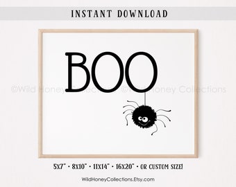 Printable Halloween Decor, Boo Spider, Cute Spider, Spider Web, Halloween Hutch Decor, Tiered Tray, INSTANT DIGITAL DOWNLOAD