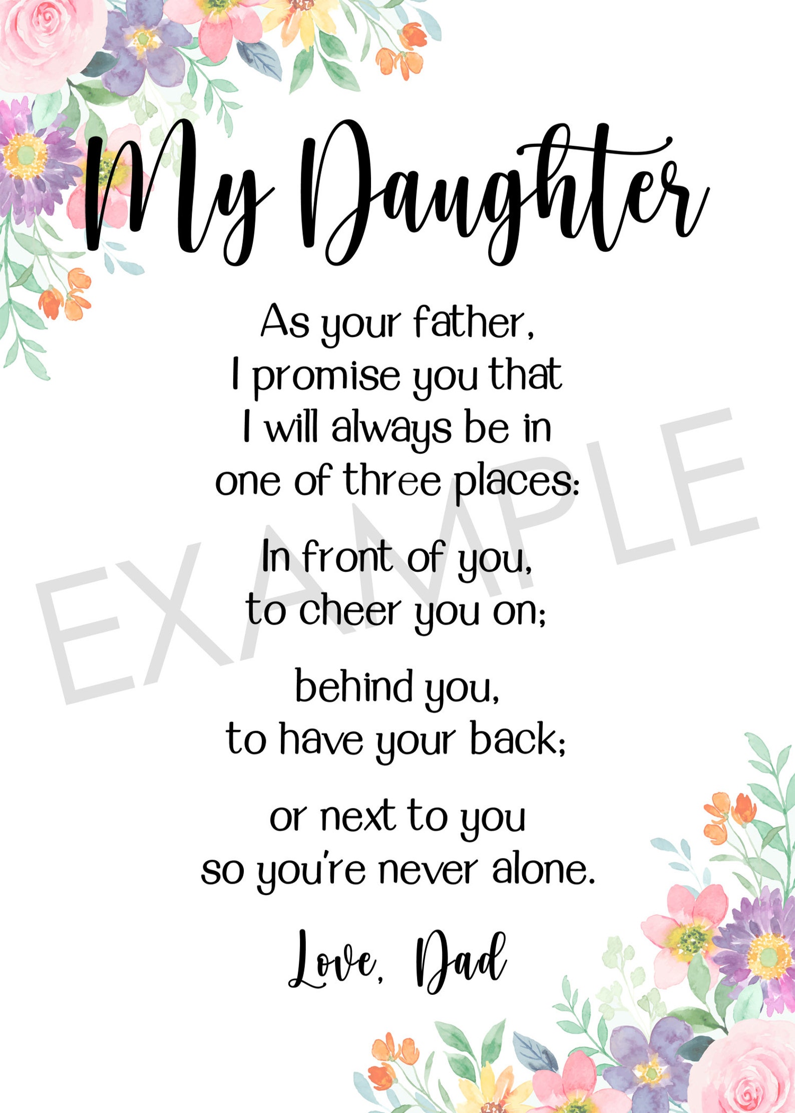 To My Daughter Printable Poem Father to Daughter Gift - Etsy