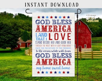 Ontwerp patriottische tuinvlag: God Bless America (digitale download)