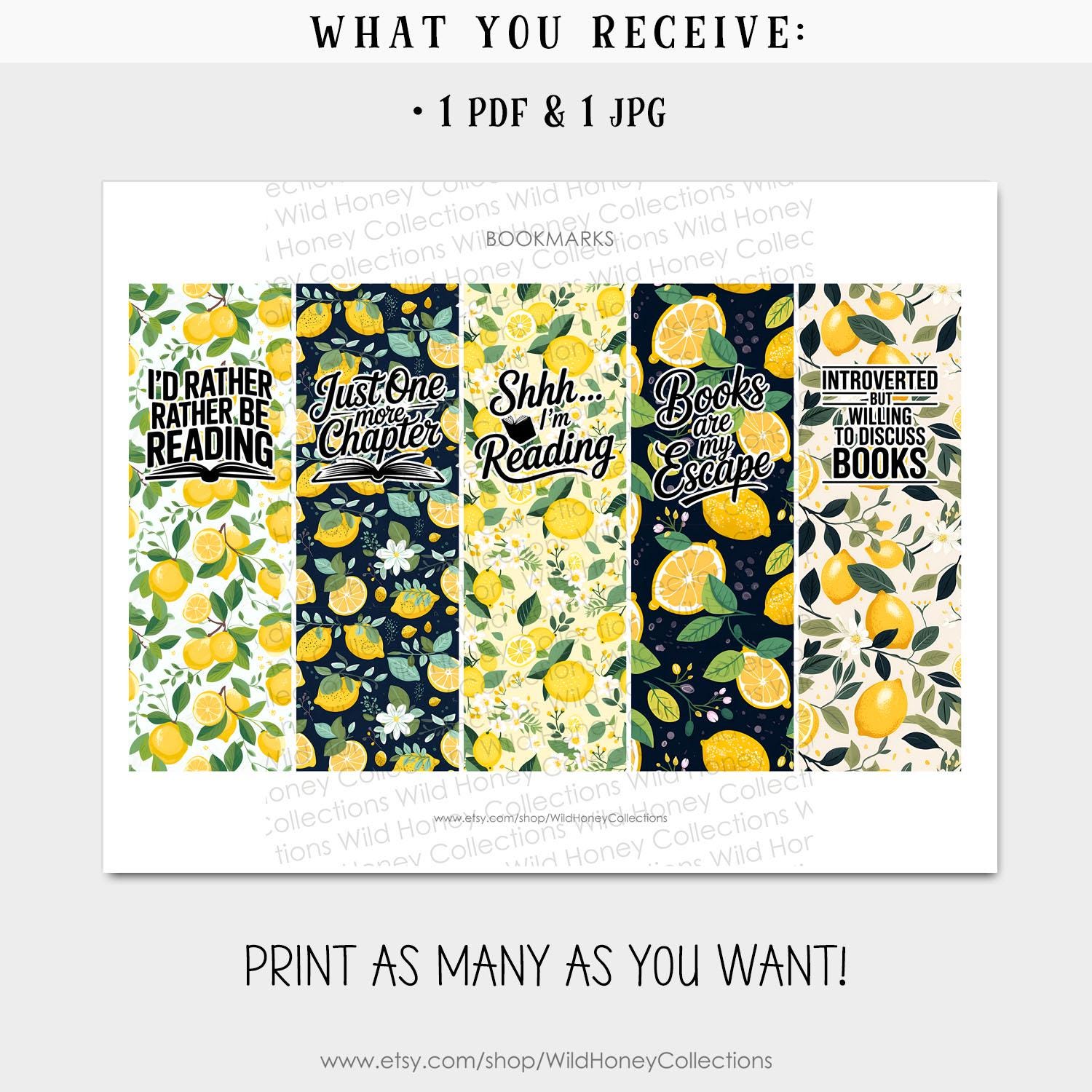 Printable Lemon Bookmarks | DIGITAL DOWNLOAD - Etsy