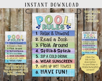 Pool Rules Garden Flag Design: Summer Printable Art (Digital Download)