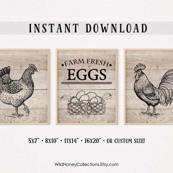 Rooster Kitchen Art - Etsy