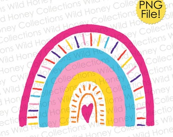 Colorful Boho Rainbow, PNG File, Crafting, Sublimation, Rainbow Clipart, INSTANT DOWNLOAD