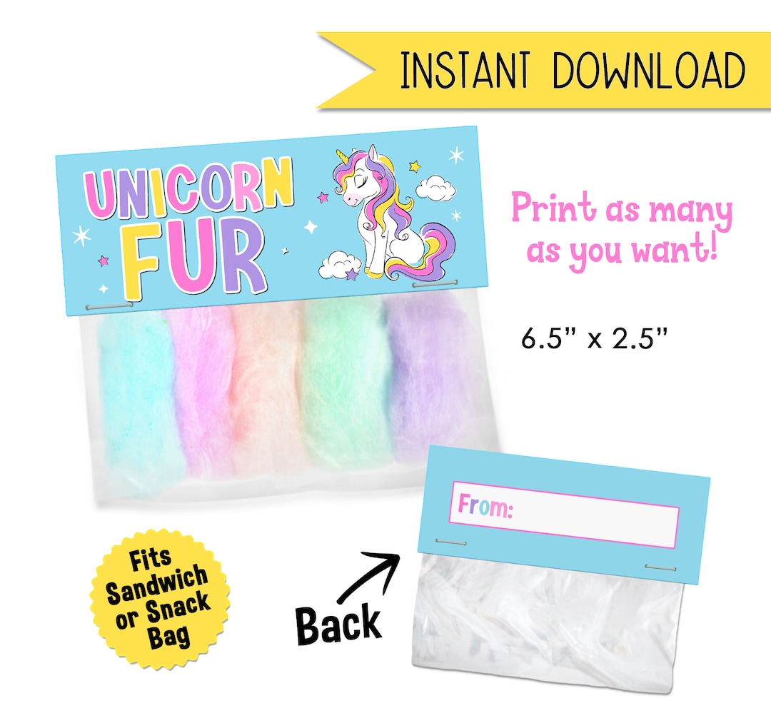 PRINTABLE Unicorn Fur Treat Bag Topper 6.5 Fits - Etsy