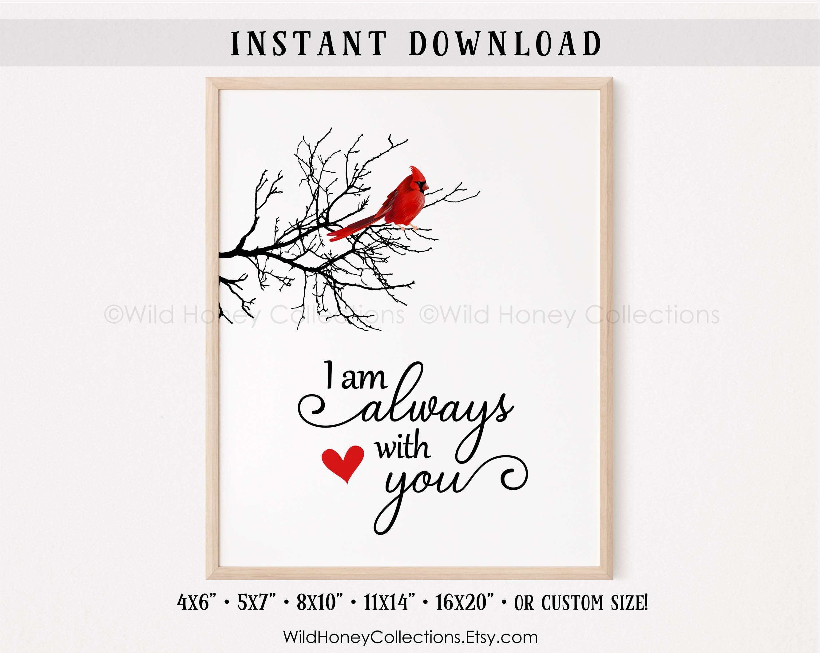 I Am Always With You Printable Cardinal Sign Red Bird - Etsy