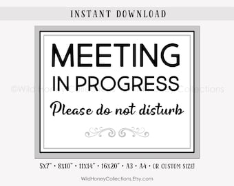 Meeting in Progress Printable Sign Instant Download - Etsy