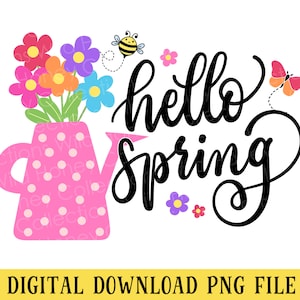 Hej vår PNG-fil: Blommor, bin och fjärilar Clipart (digital nedladdning)