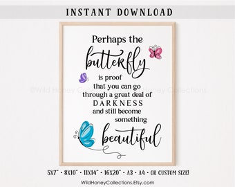 Butterfly Inspirational Printable Wall Decor, Butterfly Quote, Perhaps The Butterfly, INSTANT DIGITAL DOWNLOAD