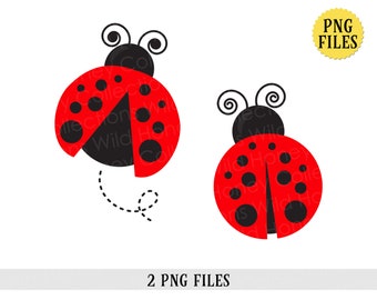 Ladybugs PNG Files, Cute Ladybugs, 2 Separate Files, INSTANT DOWNLOAD