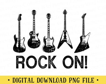 Rock On Electric Guitars PNG File, Music Lover | DIGITAL DOWNLOAD