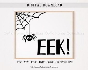 Printable Halloween Decor, Eek Spider, Cute Spider, Spider Web, Halloween Hutch Decor, Tiered Tray Decor, INSTANT DIGITAL DOWNLOAD