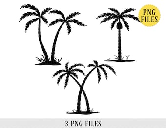 ヤシの木、ヤシの木のクリップアート、3 つの PNG ファイル、昇華、透明ファイル、即時ダウンロード