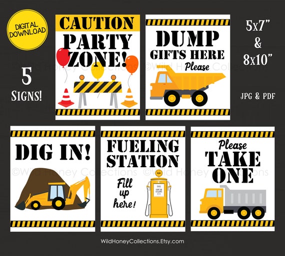 Printable Construction Signs Construction Birthday Party | Etsy