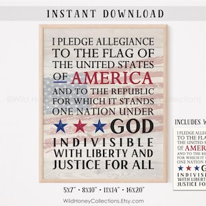 Giuramento di fedeltà stampabile: cartello patriottico del 4 luglio (download digitale)