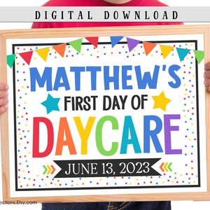 Personalized First Day Of DayCare, 2025, Printable Sign, Photo Prop, Boy, INSTANT DIGITAL DOWNLOAD