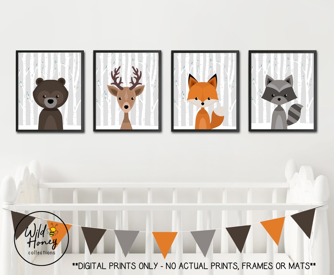 Woodland Animals Printable Nursery Wall Decor Kids Room Set - Etsy