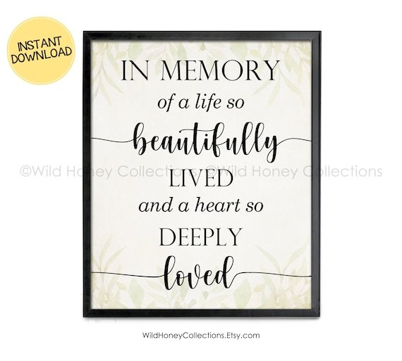 In Memory of a Life so Beautifully Lived Funeral Poem Lost Etsy Canada