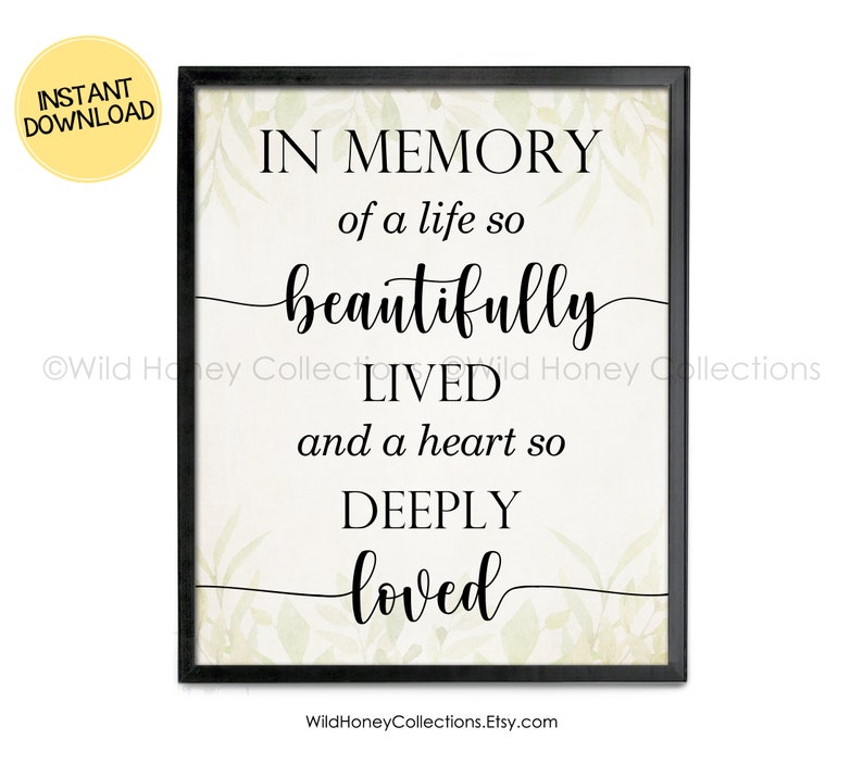 In Memory of a Life so Beautifully Lived Funeral Poem Lost Etsy