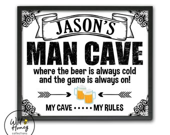 Man Cave Sign, Personalized Printable Bar Sign, Father's Day Gift, Birthday Gift For Him, Gift for Dad, DIGITAL DOWNLOAD