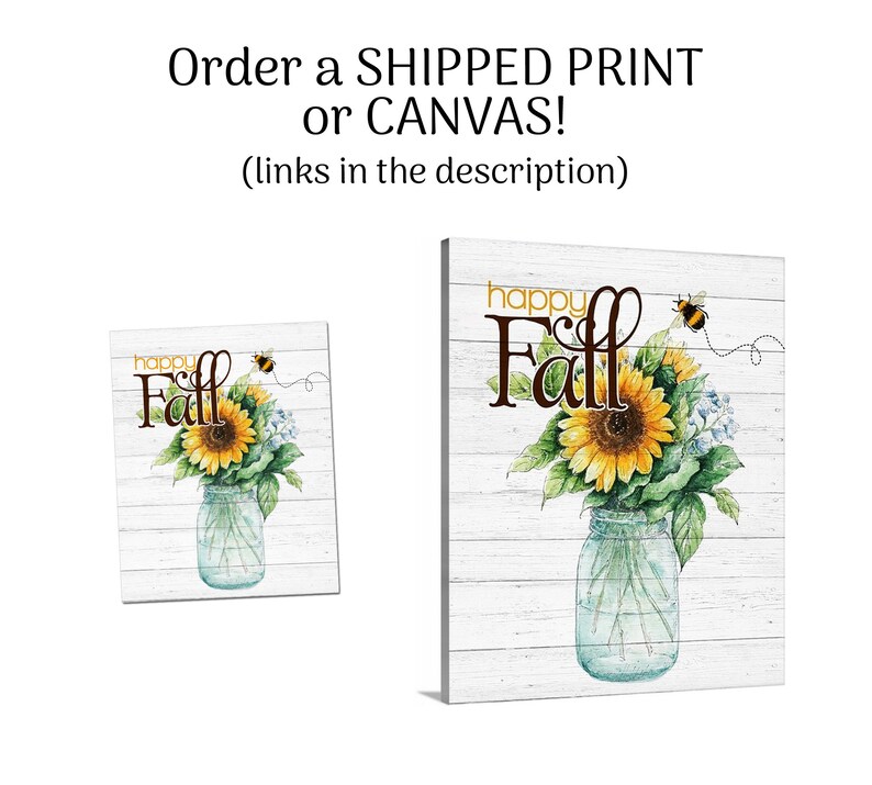 Happy Fall Personalized Printable Wall Art Sunflowers in | Etsy