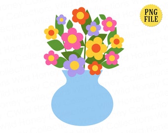 Vase of Flowers, PNG, Daisy Flowers, Transparent File, Sublimation, Crafting, INSTANT DOWNLOAD