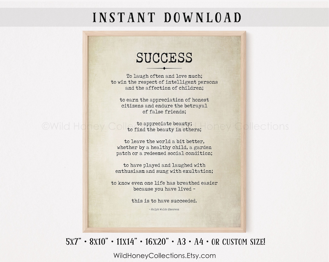 Ralph Waldo Emerson Success Poem Print (digital Download) - Etsy