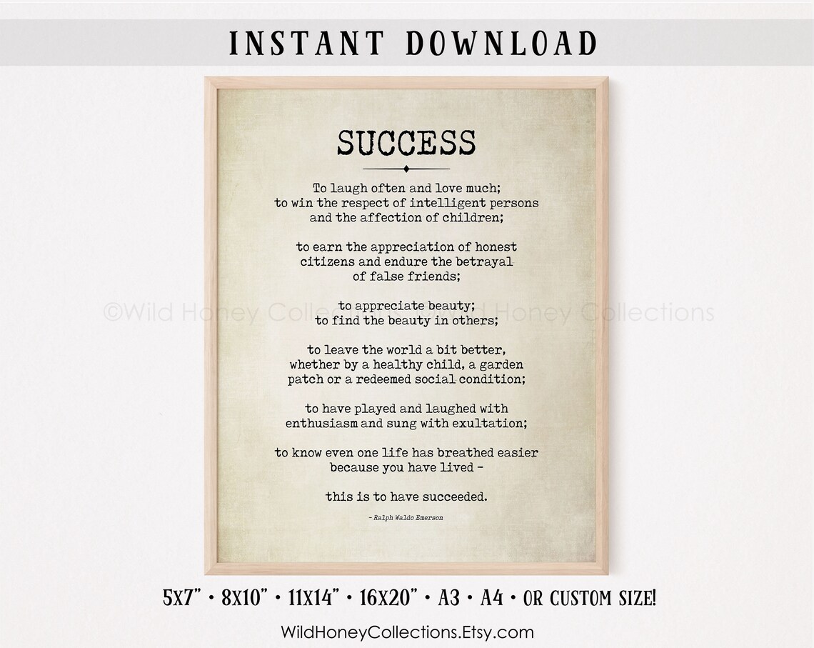 Ralph Waldo Emerson Success Poem Print (digital Download) - Etsy