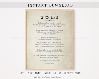 Ralph Waldo Emerson Success Poem Print (Digital Download)