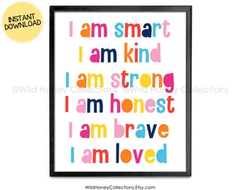 Kids Room Printable Wall Art: Smart, Kind, Strong (Instant Download)