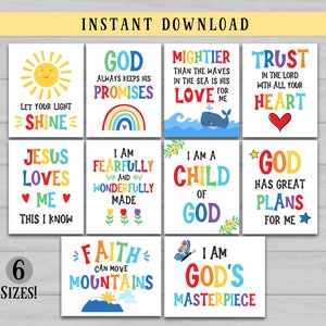 Kids Scripture Art, Printable Bible Verses, Sunday School Wall Decor, Christian Nursery, Kids Bible Art, INSTANT DIGITAL DOWNLOAD