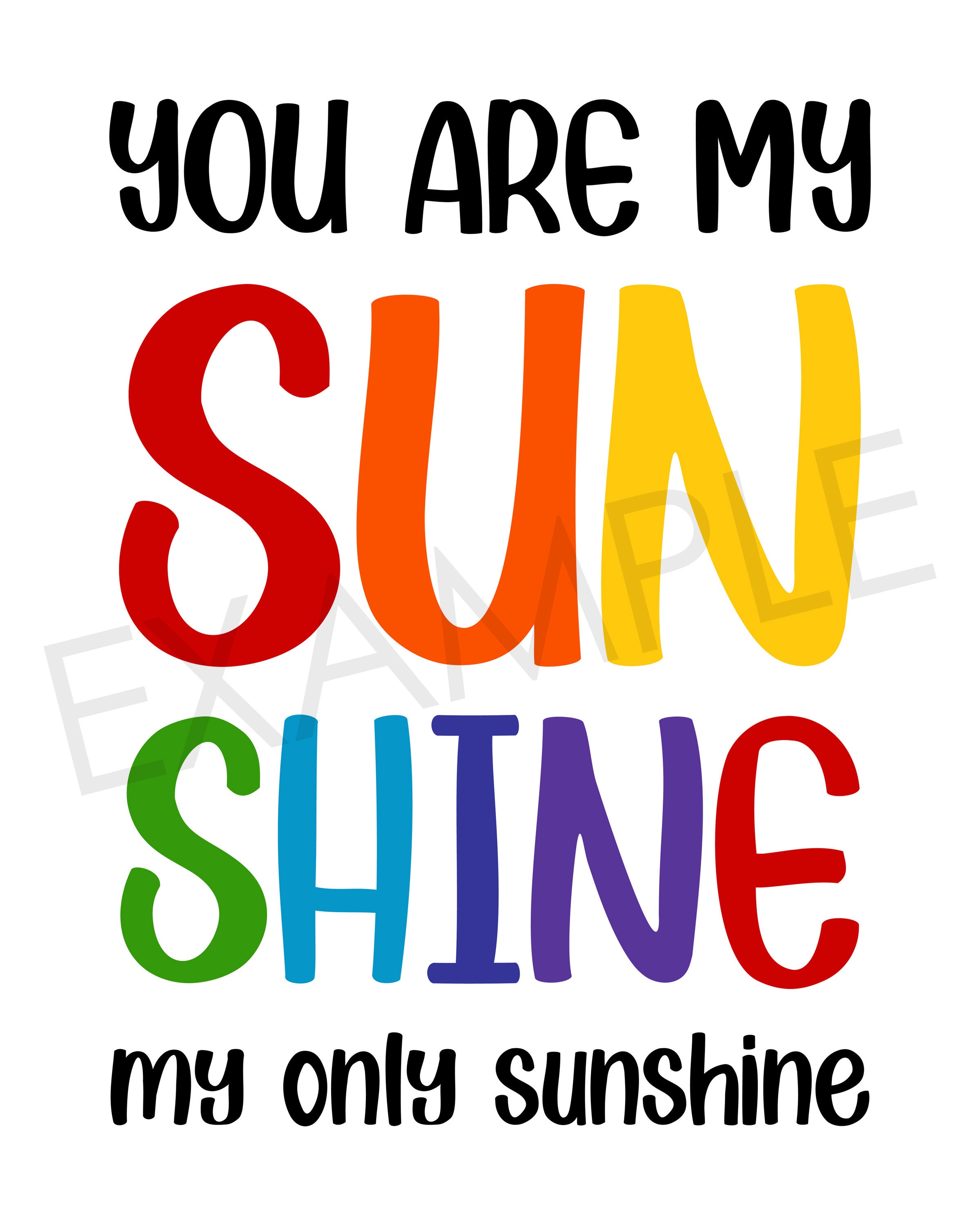 You Are My Sunshine Rainbow Colors Printable Kids Room Wall Etsy