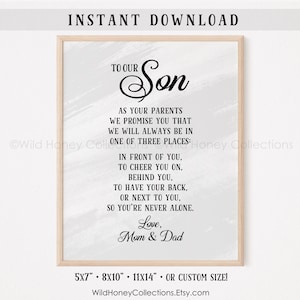 An unseren Sohn, druckbares Gedicht, Eltern an Sohn Geschenk, druckbare Wanddekoration, Grußkarte, SOFORTIGER DIGITALER DOWNLOAD