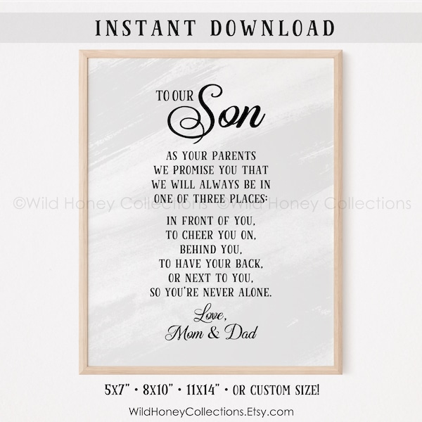 To Our Son, Printable Poem, Parents to Son Gift, Printable Wall Decor, Greeting Card, INSTANT DIGITAL DOWNLOAD