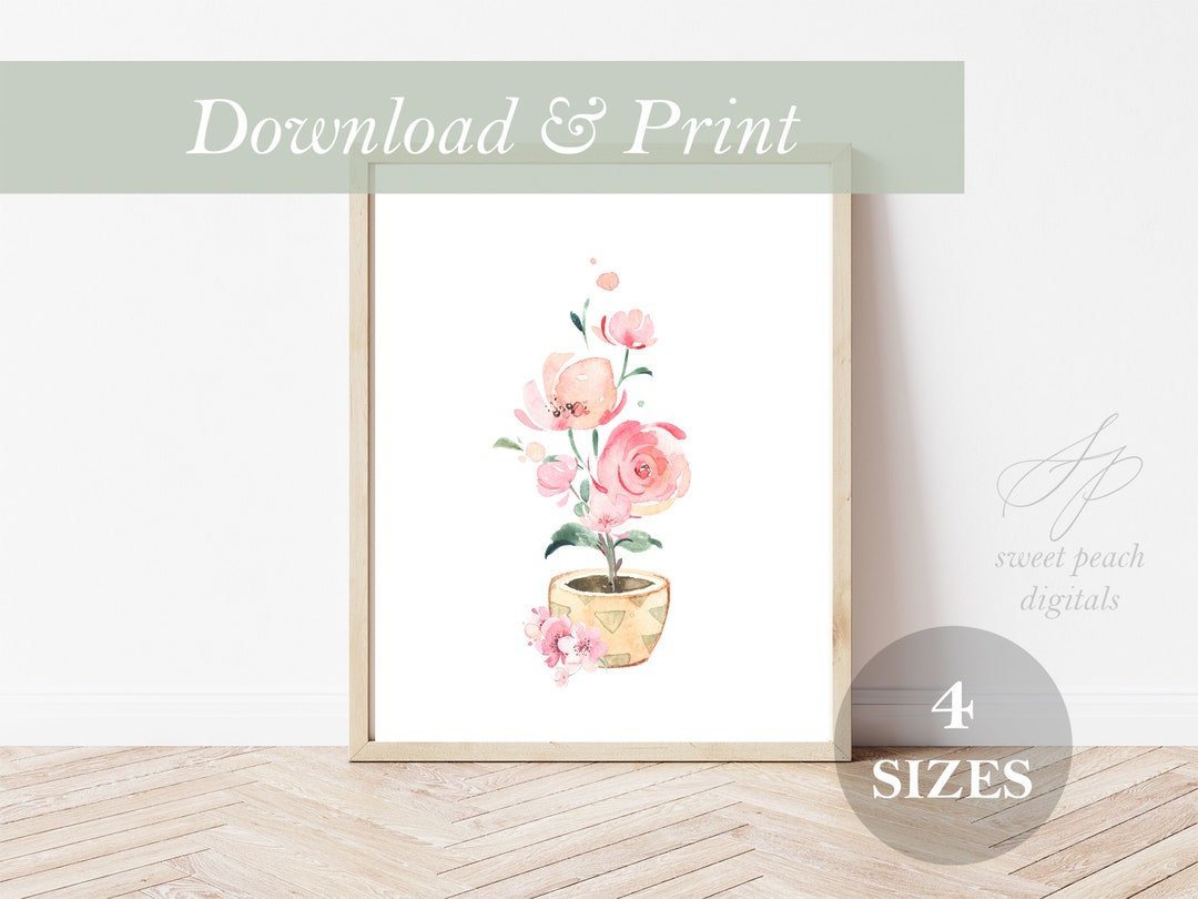 Flower Nursery Floral Wall Art Flower Pot Decor Printable Digital ...
