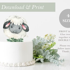 Lamb Cake Topper Sheep DOUBLE SIDED Printable Barn Yard Cut Out Farm Theme Birthday Baby Shower Decor Nursery Centerpiece DIY Digital Print