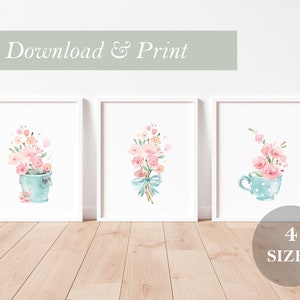 Flower Nursery Decor Girl Floral Wall Art Printable Digital Print Girl Watercolor DIY Gift Rain Boot Galoshes Rubber Rain Boot Print Rainbow