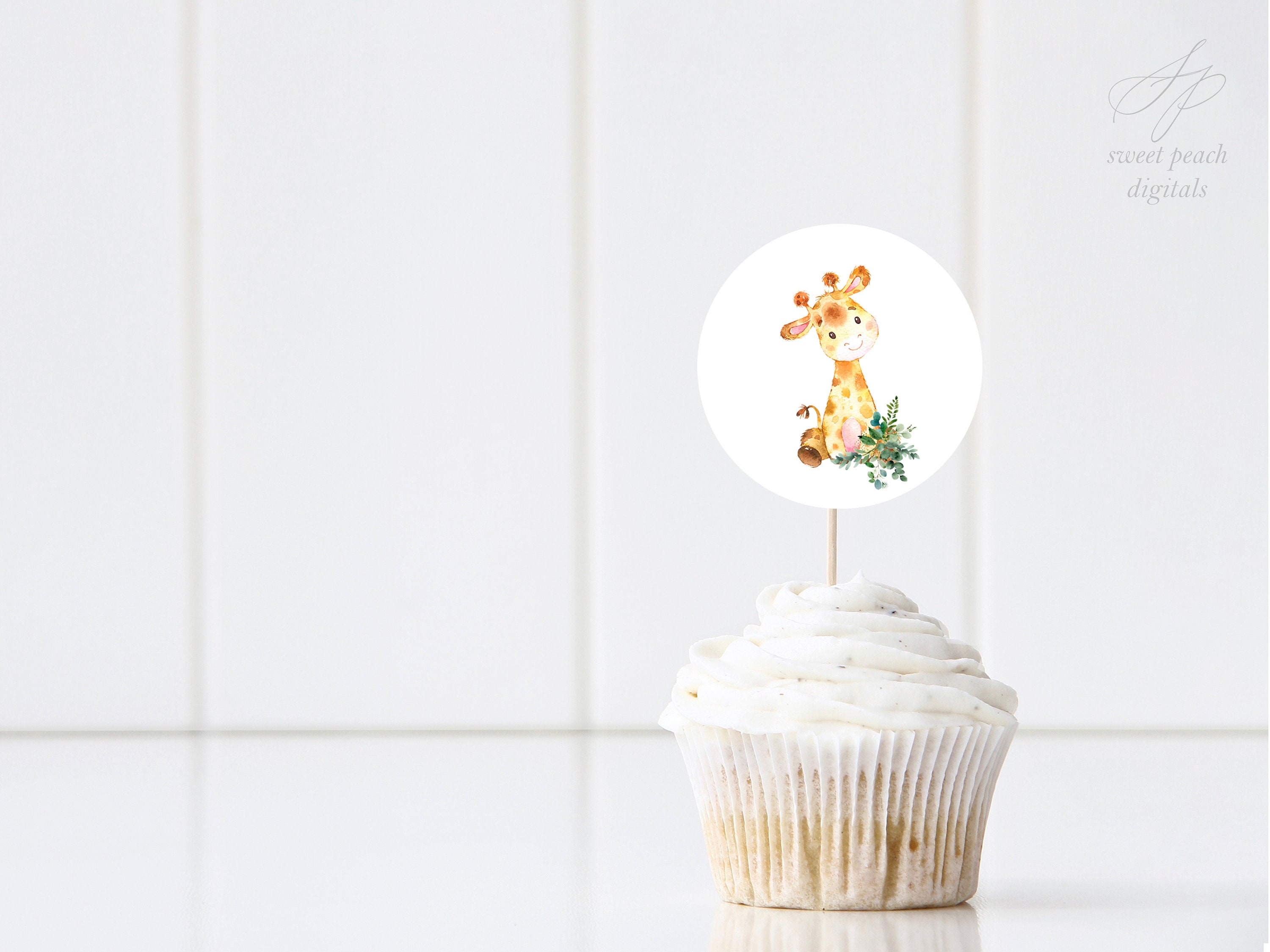 Giraffe Cupcake Topper Digital Printable Cup Cake Decoration | Etsy