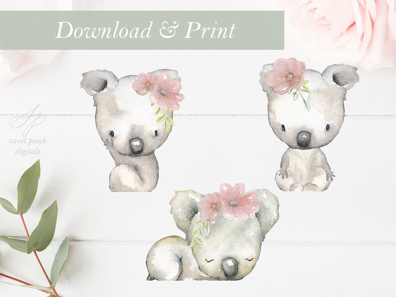 LARGE Koala Bear Baby Shower Decor Cut Out Printable Stand up Etsy