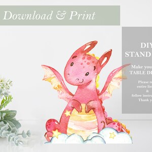 Dragon Party Table Decor Cut Out Printable Stand Up Birthday Theme Baby Shower DIY Single Sided Centerpieces Digital Print and Cut Out File