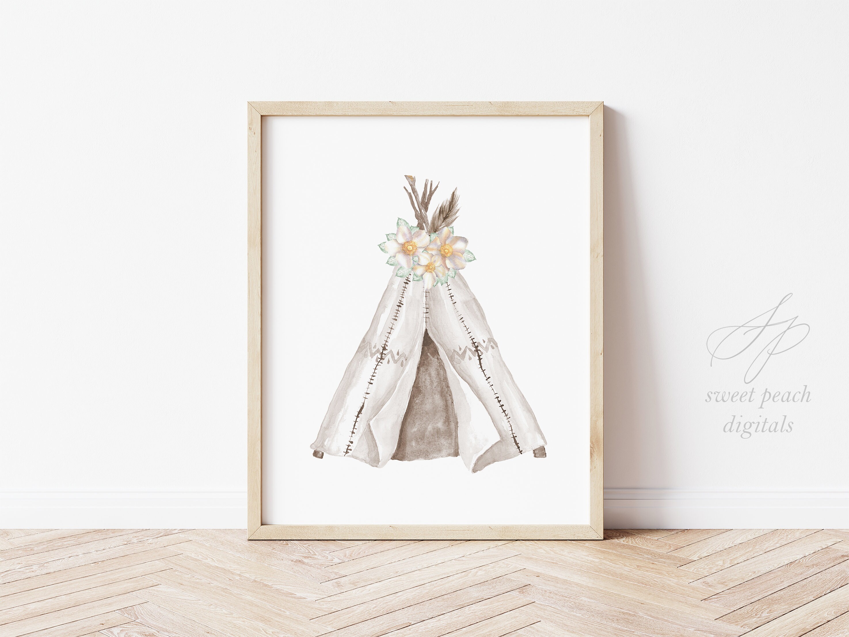 Woodland Teepee Nursery Decor Wall Art Room Printable Digital - Etsy