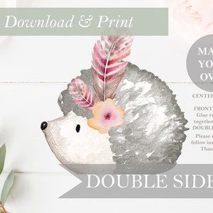 Woodland Hedge Hog Decor Cut Out Printable Stand Up Woodland Girl Baby Shower Decor Nursery Porcupine Centerpieces DIY Digital Forest Woods