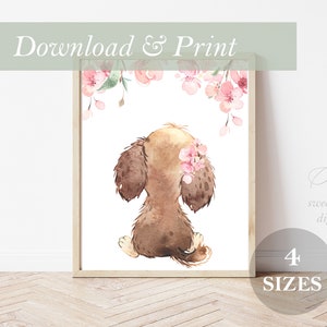 Puppy Nursery Decor Wall Art Printable Digital Prints Girl Watercolor Girl&#39;s Best Friend Puppies Girl DIY Gift Puppy Nursery Decor Doggie