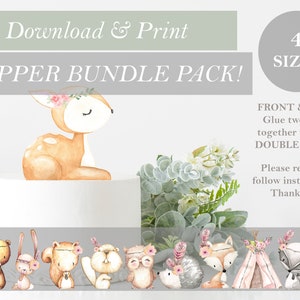 Woodland Forest Cake Topper Party Baby Shower Birthday Cut Out Printable Decor Nursery Centerpieces DIY Digital File Woods Fox Squirrel Fawn