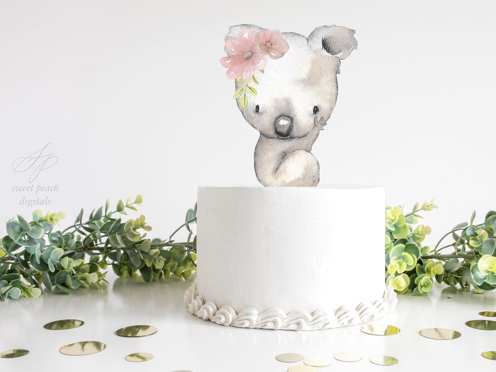 Koala Bear Cake Baby Shower Decor DOUBLE SIDED Toppers Flower Etsy