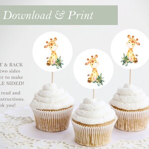 Giraffe Cupcake Topper Digital Printable Cup Cake Decoration Baby ...
