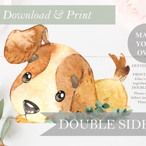 Dog Farm Centerpiece Cut Out Puppy Printable Stand Up Barn yard Boy Girl Gender Neutral Baby Shower Decor DIY Digital Party Theme Barnyard